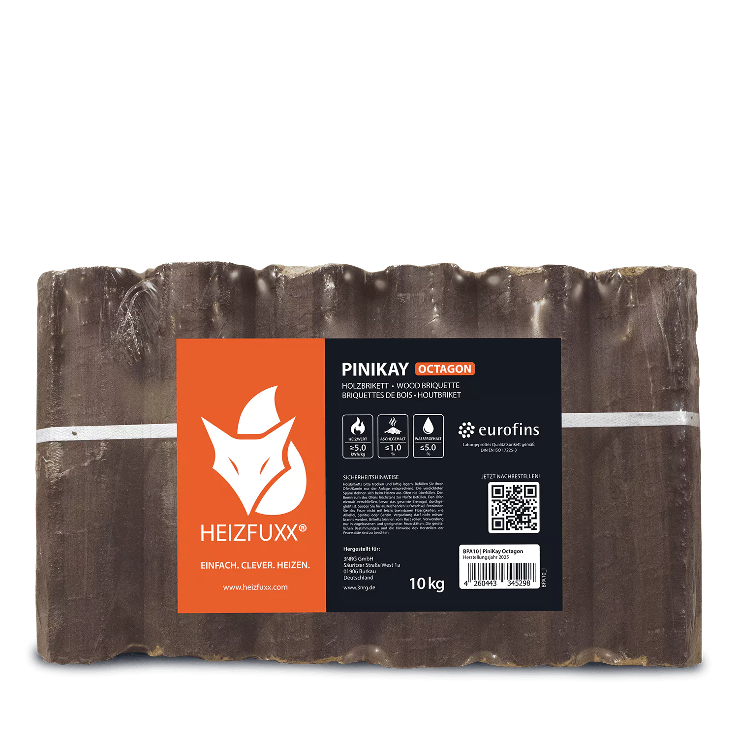 PiniKay Hartholzbriketts Oktagon – mit Zugloch (Palette 960 kg) – Bild 5