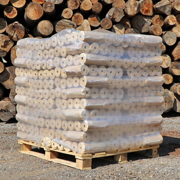 holzbriketts_rund_loch_palette.jpg Kaminanzünder aus Holzwolle – 100 Stück – Bild 1